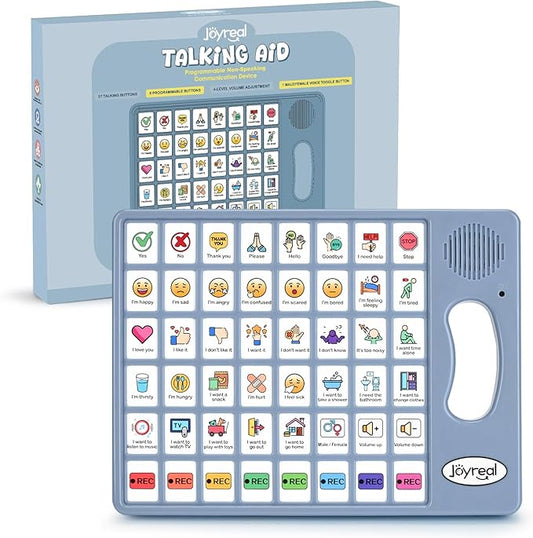 Joyreal AAC Device for Autism, Non Verbal Communication Tools for Speech Therapy & Stroke Rehab. Communication Tablet, Autism Talking Aids with 8 Programmable Buttons & Adjustable Volume (Gray-Blue)