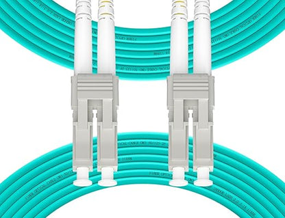 Fibergaga 1m(3ft) OM3 LC to LC Fiber Patch Cable,10GB/40GB Multimode Duplex 50/125µm 2.0mm Fiber Optic Cable Length Option: 0.5M(1.6ft)-100M(328ft)