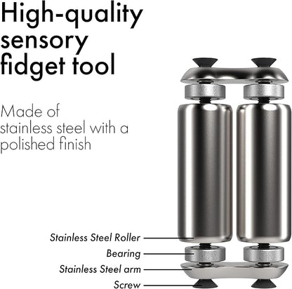 ONO Roller - Handheld Fidget Toy for Adults | Help Relieve Stress, Anxiety, Tension | Promotes Focus, Clarity | Compact, Portable Design (Natural, Mini Size - Stainless Steel)