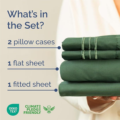 King Size 4 Piece Sheet Set - Comfy Breathable & Cooling Bed Sheets Set - Hotel Luxury Bedding for Women, Men, Kids & Teens - Deep Pockets, Easy-Fit, Soft and Wrinkle Free - Oeko-Tex - Emerald Green