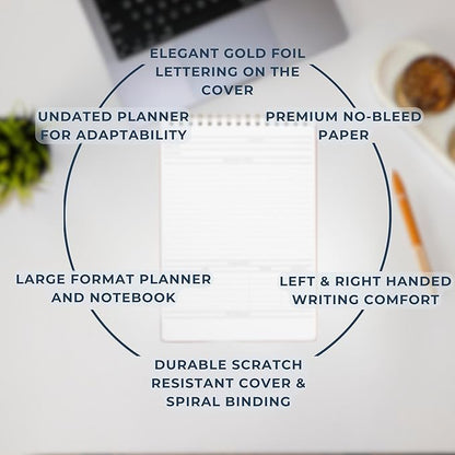 | Meeting Notebook for Work | 8.25" x 11.75" | Project Planner | Simple Design | Multiple Layouts | Office and Business Planner (Navy, Meeting Planner - Portrait)