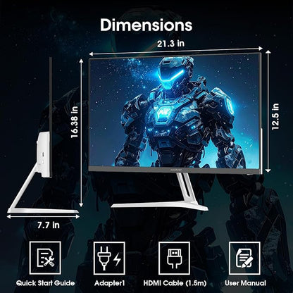 Amzfast 24 Inch Gaming Monitor 200Hz FHD 1080p Fast IPS Computer Monitor, 110% sRGB 1ms HDR Support Adaptive Sync, Eye Care VESA Mount HDMI 2.0 | Display Port 1.4 White Monitor, AMZG24X1W