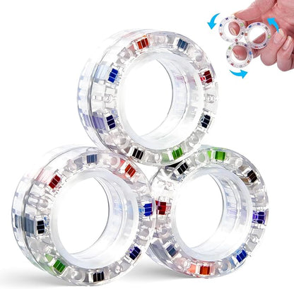 3pcs Magnetic Fidget Spinner Rings Toys for Adult- Anxiety Relief, ADHD Therapy Magnets for Teens and Kids
