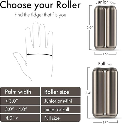ONO Roller - Handheld Fidget Toy for Adults | Help Relieve Stress, Anxiety, Tension | Promotes Focus, Clarity | Compact, Portable Design (Titanium, Junior Size - Titanium)