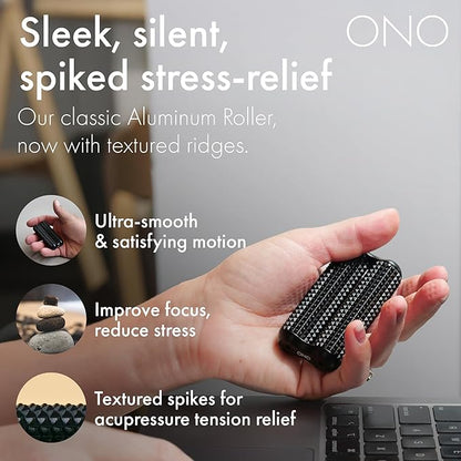 ONO Roller - Handheld Fidget Toy for Adults | Help Relieve Stress, Anxiety, Tension | Promotes Focus, Clarity | Compact, Portable Design (Acupressure, Junior Size - Aluminum)