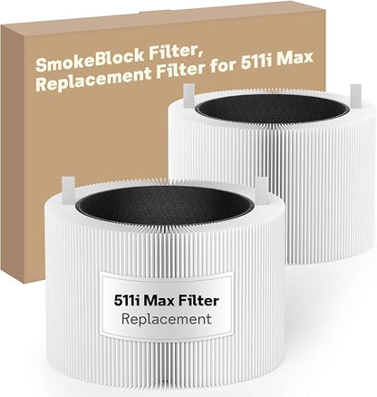 Leemone 511i Max SmokeBlock Filter Replacement Compatible with Blue Pure 511i Max Air Puri-fier, Blue Pure F5MAX, 2 Pack