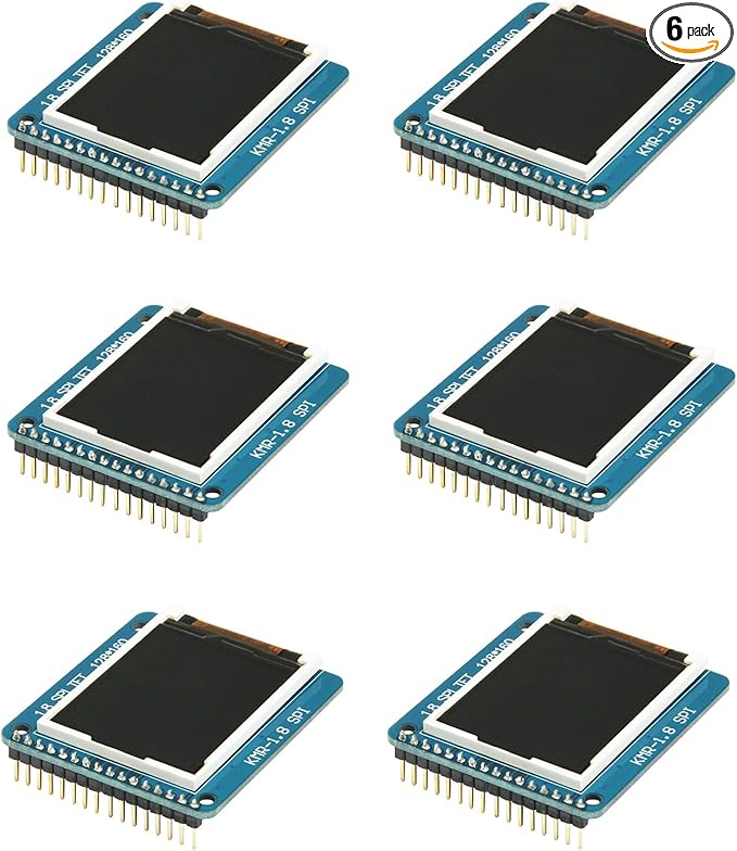 hiBCTR 6-Pack 1.8-Inch ST7735R SPI 128 * 160 TFT LCD Display Module with PCB