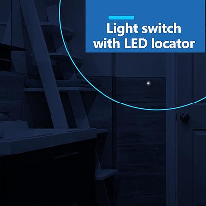 LIDER Minimalist Design Matte Finish Lighted Decorator Switch, Frameless Paddle Light Switch with Locator Light, Grounding Screw, 3-Way or Single Pole, 15A 120V, UL Listed, LS15-3W-I, Ivory