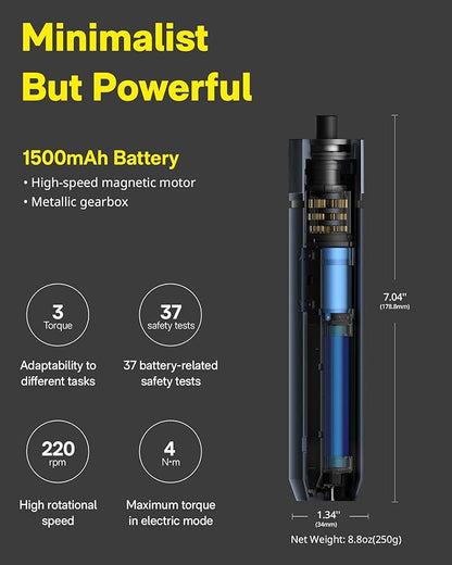 HOTO Electric Screwdriver Kit, Upgraded 1/4'' Hex 25 Bits, Magnetic Lid, Rechargeable Cordless Screwdriver, 3 Torque Settings, 1500mAh Battery, LED Light, Ideal for Assembling Furniture, Home Repair