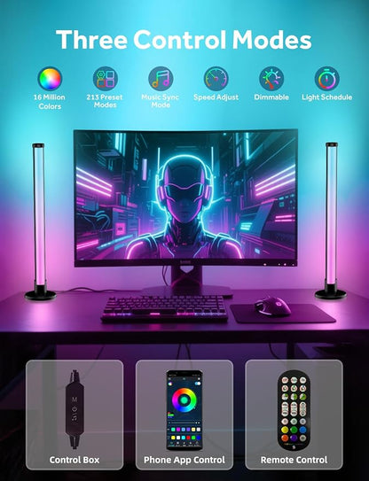 Smart LED Light Bars, RGB+IC Light Bar for Room, 16 Million Colors & 213 Preset Modes, Music Sync Gaming Lights, App Control & Remote Control Ambient Lighting for TV Backlight, Game Room Lights Decor