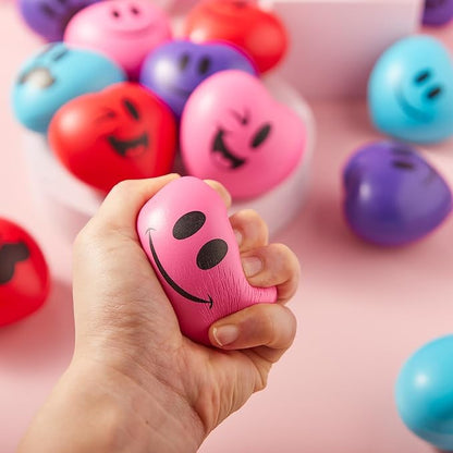 JOYIN 15 Pcs Valentines Heart Shape Stress Ball, Valentine's Day 3 inch Heart Ball Squishy Toy Exchange Gift for Kids, Stress Relief Party Favors, Holiday Reward Prizes