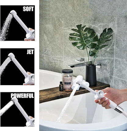Handheld Bidet Toilet Sprayer, White Bidet Spray for Toilet, Cloth Diaper Sprayer with Backflow Preventer, Adjustable Water Jet Spray with 7.9" Long Wand