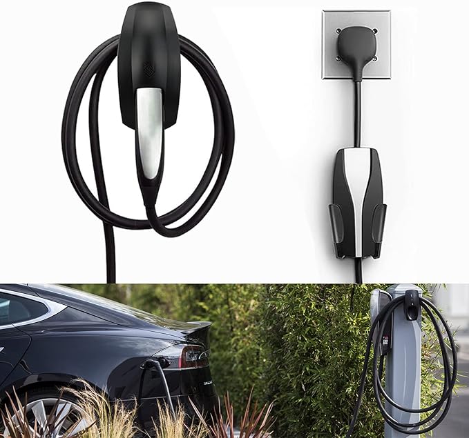 SEVEN SPARTA Charging Cable Holder with Chassis Bracket Compatible with Tesla Model 3 Model Y Model X Model S Charger Cable Organizer Car Accessories Wall Connector, Patent Approved (Black)