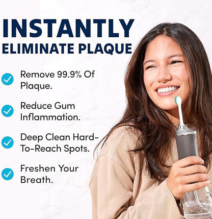 Professional Water Flosser - Advanced Dental Care for a Healthier Mouth, Gum, and Teeth - IPX7 Waterproof Oral Irrigator | 7 Replacement Tips, Travel-Friendly, Rechargeable - Oral Hygiene (Grey)