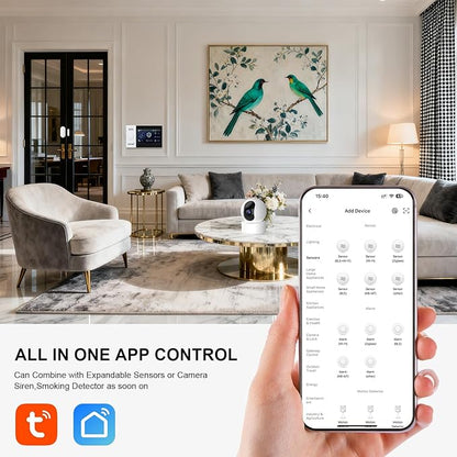 PGST WiFi Alarm System with 5MP HD Security Camera,Wireless Home Security System with Door Alarm Sensor,Motion Detector,The Older SOS Button,Tuya APP Instant Alerts for Villa,Apartment,Kids Safety