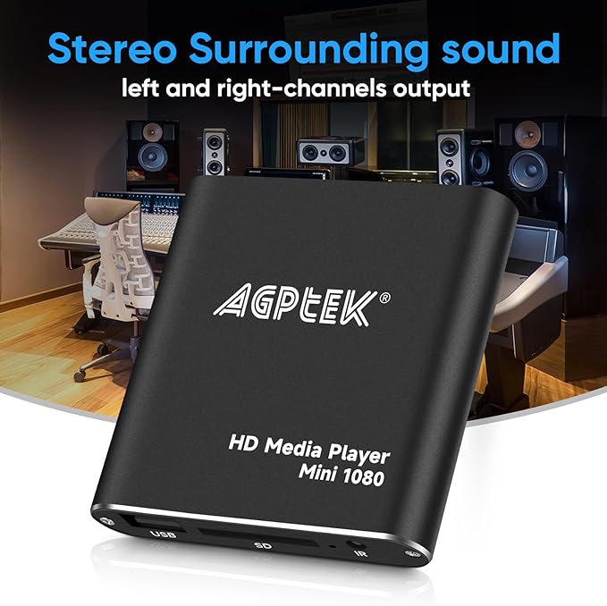 HDMI Media Player, Black Mini 1080p Full-HD Ultra HDMI Digital Media Player for -MKV/RM- HDD USB Drives and SD Cards