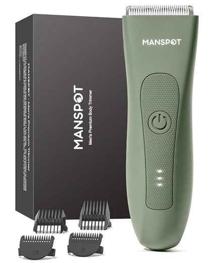 MANSPOT Manscape Hair Finishing Trimmers, Pubic Hair Trimmer for Men and Women, Electric Ball Trimmer Pubic Shaver,Hypoallergenic Ceramic Blade Heads,Waterproof Wet/Dry Groin Shaver,20 Times Usage
