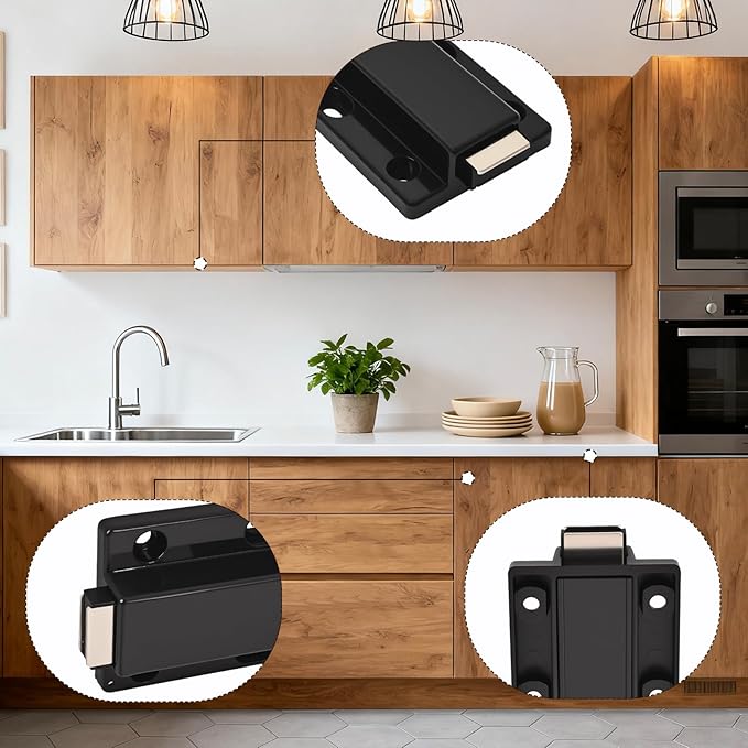 4 Pack Magnetic Push Latch,Heavy Duty Magnetic Touch Latch,for Push to Open Cabinet or Kitchen Drawer, Kitchen Door,on Strong Pop Out (White - 2.7 inch, 4 Pack)