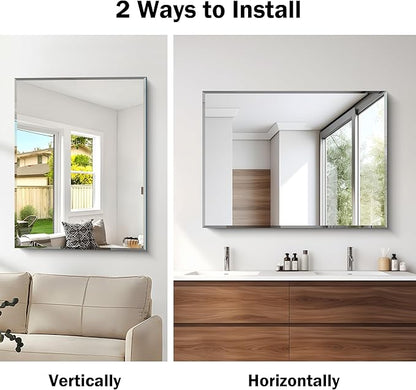 CILIBER Beveled Bathroom Mirror, 30x40 Large Frameless Mirrors for Over Sink, Upgraded Shatterproof Beveled Frameless Vanity Mirror for Bathroom,Bedroom,Living Room and Entryway