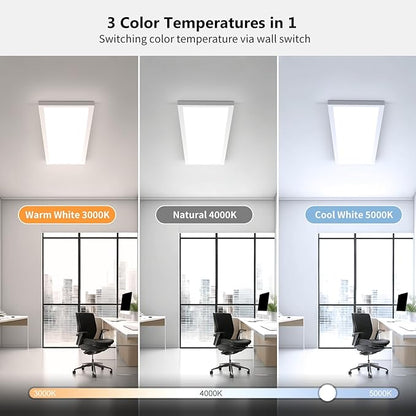 AIKVSXER 2 Pack 1x4 LED Panel Light Surface Mount, 50W 5500LM, 3CCT (3000K-5000K), Ultra-Thin 48In, Triac Dimmable, Energy Efficient, Ceiling Light for Kitchen Garage Office Basement