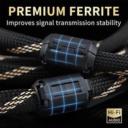 12 AWG 2Pack Audiophile Speaker Cable – Speaker Wire with Banana Plugs,4N OFC Core,Nylon Braid,Audio Wire,Compatible with Amplifier,Speakers,AV Receiver& Home Theater（8.2ft/2.5m）