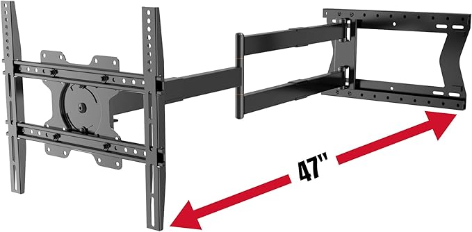 Physix 2120 Long arm TV Wall Mount for 32-75 inch Screens | Extra Long Extension up to 47 inch | Heavy-Duty TV Mount Holds up to 77 lbs | Full-Motion, swivels up to 180° | Max. VESA 400x400