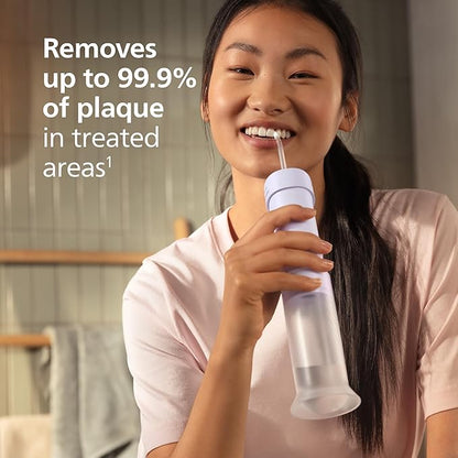 Philips Sonicare Compact Flosser 1000, Purple, ProtectiveClean 5300 Rechargeable Electric Toothbrush and 2PK Compact Nozzle Bundle