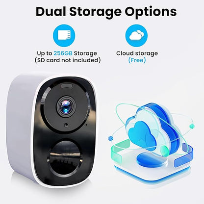 2025 Upgraded 2K Security Cameras Wireless Outdoor, Free Cloud Storage, 1-6 Months Battery Life, Waterproof, 2-Way Talk, AI Motion Detection Spotlight Siren Alarm Cameras for Home Security