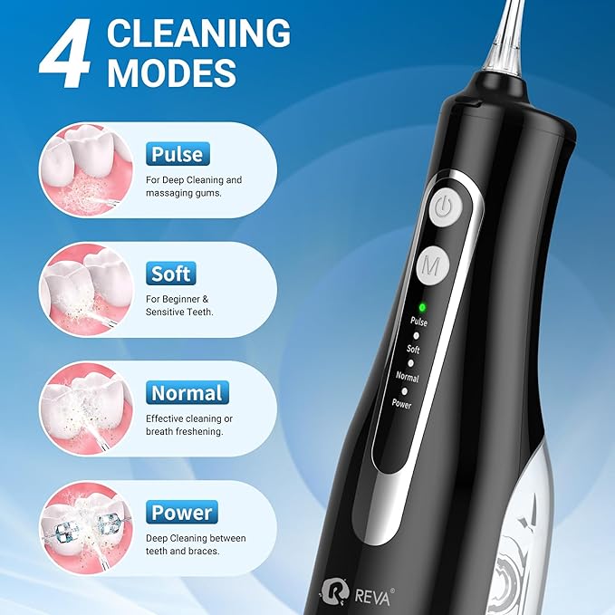 Cordless Oral Irrigator Water Flosser for Teeth, Gums & Braces - 4 Modes, 300ML Tank, 360° Rotatable Nozzle, IPX7 Waterproof, USB Rechargeable 2000mAh Battery for Home & Travel (M149 Pro - Black)