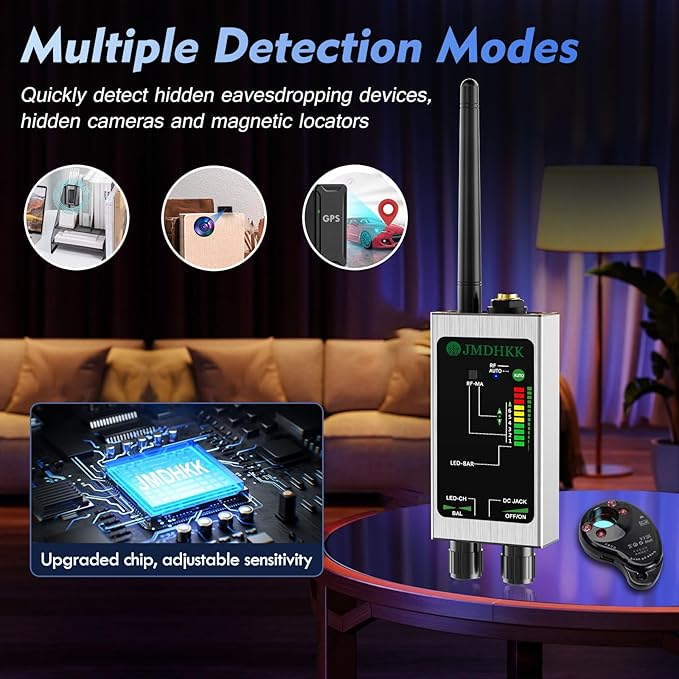 JMDHKK M8000 Hidden Camera Detector, Bug Detector,Camera Finder, Signal Detector for Hotels, Travels, Vehicles, Offices, Public Fitting Rooms (Silver)