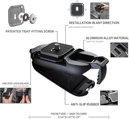 PGYTECH Beetle Camera Clip with Plate Quick Release System for Sony, Nikon, Fuji, DSLR Action Camera Backpack Cameras Strap Mount (for Camera)