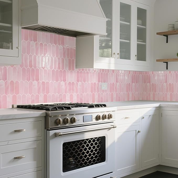 Art3d 12 x 12 Inch Heavy-Duty Peel and Stick Backsplash, Self-adhesive Wall Tiles for Kitchen Bathroom Decor, 10-Pack Pink