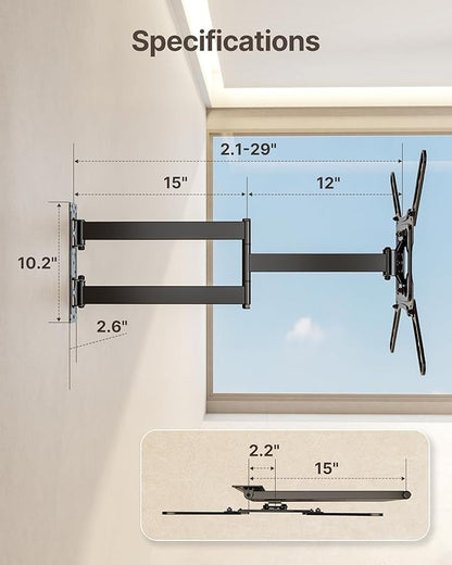 monTEK Long Arm TV Wall Mount for Most 23-65 Inch TVs, 29 Inch Long Extension TV Mount Swivel and Tilt, Full Motion Wall Mount Tv Bracket Fit Max VESA 400 x 400mm, Up to 77 lbs