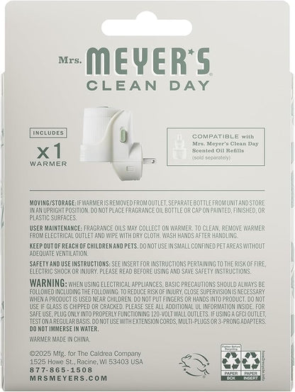 MRS. MEYER'S Clean Day Premium Scented Oil Diffuser, Wall Plug in Air Freshener, Aromatherapeutic Home Scent Device, Automatic Shut-Off and Adjustable Scent Control, Refills Sold Separately