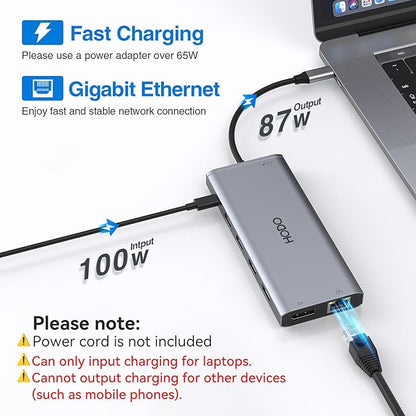 USB C Docking Station Dual Monitor HDMI for Dell HP, Laptop Docking Station 3 Monitors Triple Display USB C Hub Dock to 2 HDMI 4K,DP,Ethernet,6 USB,PD,SD/TF, Audio, USB C Adapter 14 in 1 for Lenovo