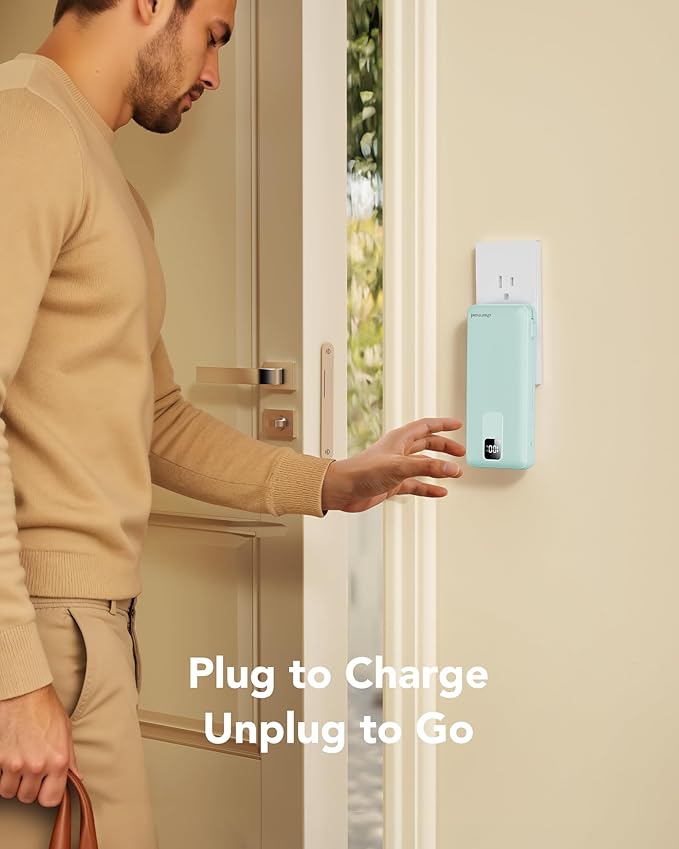 charmast Portable Charger with Built-in Cables and Wall Plug, 20000mAh 20W USB C Power Bank Fast Charging Battery Pack Compatible with iPhone iPhone 16/15/14/13 Series, Samsung Google iPad etc