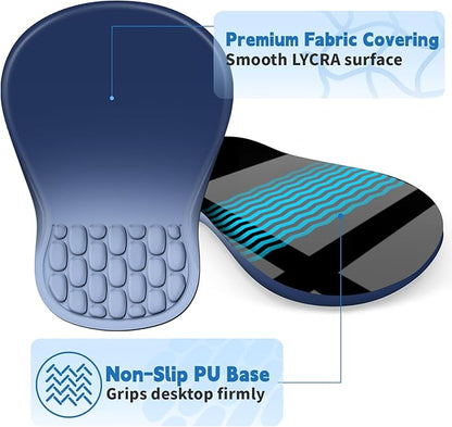 YIWEI Ergonomic Mouse Pad with Wrist Rest - Comfortable Office Mousepad with Memory Foam Wrist Support for Carpal Tunnel Relief, Mouse Pads with Non-Slip Base for Gaming and Home (Gradient Blue)