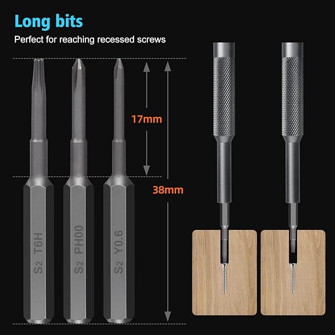 STREBITO Small Screwdriver Set - 39 in 1 Precision Screwdriver Kit, Electronics Tool Set - PC, Laptop, RC, Computer, Phone Repair, S2 Steel Long Bits - Torx, Pentalobe, Triwing
