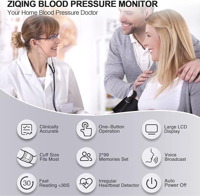 Blood Pressure Monitors, Bp Monitor - Blood Pressure Machine Large Cuff Blood Pressure Monitor Upper Arm Cuff 8.7''-17.3'', Large Screen, 2 Users Total 198 Memories