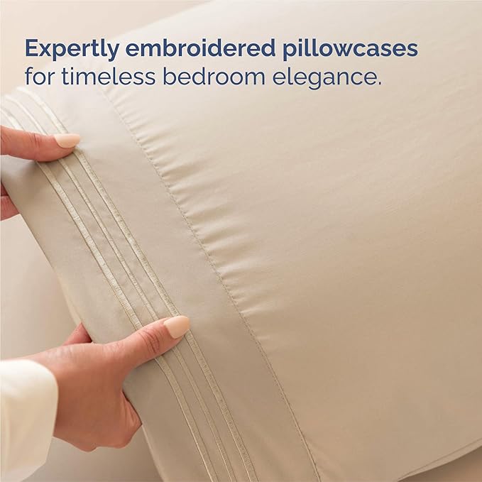 King Size 4 Piece Sheet Set - Comfy Breathable & Cooling Bed Sheets Set - Hotel Luxury Bedding for Women, Men, Kids & Teens - Deep Pockets, Easy Secure Fit, Soft and Wrinkle Free - Oeko-Tex - Cream