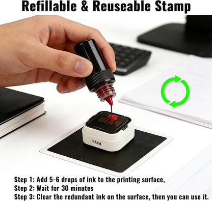 3-in-1 Paid Cash/Paid Check/Paid Credit Stamps in Full for Office, Pre Inked & Self Inking Rubber Finance Stamp Hand for Efficient Bookkeeping, Ordering, Accounting Work Business Management