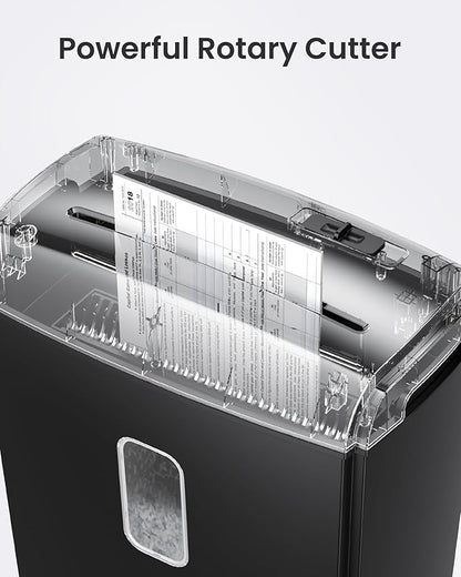 Locksworth 8-Sheet Micro Cut Paper Shredder P-4 High Security for Home Office Use with Handle, Shreds Credit Card/Staple 4 Gallons(Black) Visual Window Wastebasket
