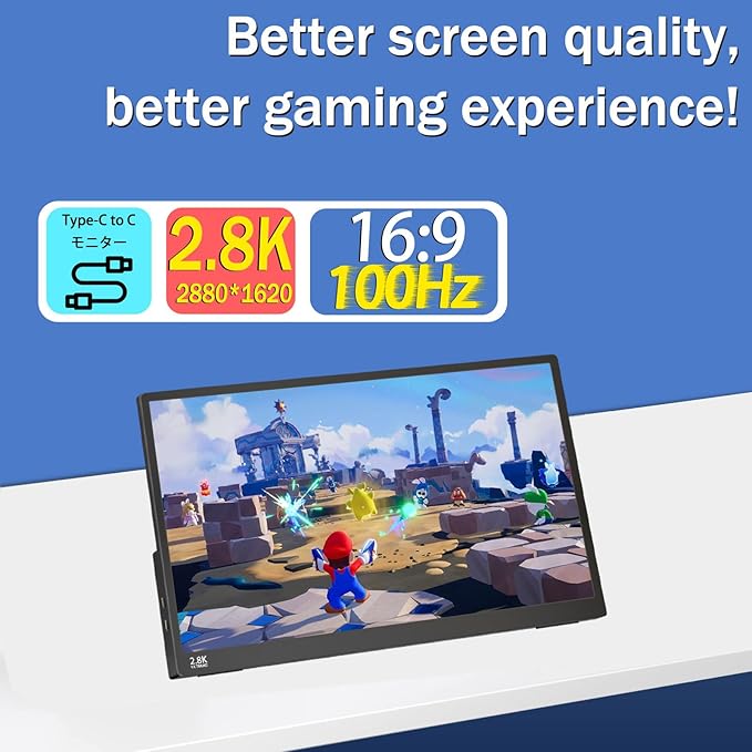 Viyivwine Portable Monitor Touchscreen 15.6" 2.8K Laptop Screen Extender 2880x1620,100Hz,100％sRGB,w/45° Adjustable Stand,mini HDMI USB-C Computer Display for Laptop PC Phone Mac