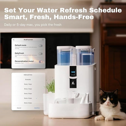 DailyFresh Cat Water Fountain 10L/338 oz Self Refilling, Pet Drinking Fountains for Dogs Indoor, Smart APP 5G WiFi Automatic Water Dispenser Oxygen-Rich, Wastewater Separation, BPA-Free