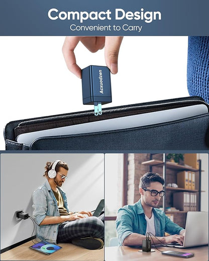 USB C Charger Block 160W, 3-Port GaN Super Fast Charger, Dual 65W Type C Charging Block, Foldable QC3.0 Laptop Fast Charging for MacBook, iPhone, Samsung, Galaxy, iPad, Android (Black, 1 Pack)