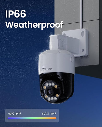 Loocam 4K PoE NVR Security Camera System, 4pcs Pan & Tilt Wired PoE IP Cameras Set for Indoor Outdoor, AI Person/Pet/Vehicle Detection, Color Night Vision, 4K 8CH NVR 2TB HDD Included, Plug & Play