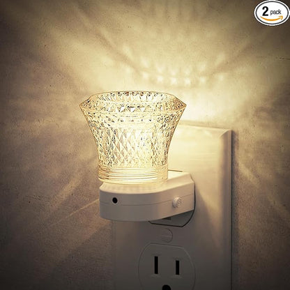 JandCase LED Night Light Plug in, Night Lights Plug into Wall [2 Pack] with Dusk to Dawn Light Sensor, 3000K Warm White Night Light, Adjustable Brightness Nightlight for Kids Bathroom Bedroom Hallway