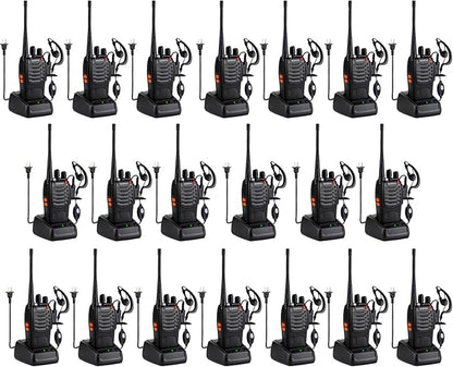 Baofeng Walkie Talkies 888S Rechargeable Long Range with Earpieces for Adults, 16 Channel Professional Radio Handheld Two Way Radios Li-ion Battery and Charger Included (20pack with 20earpiece)