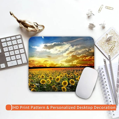 Armanza Square Mouse Pad Sunflower, Personalized Premium-Textured Custom Mouse Mat Design, Washable Mousepad Cloth, Non-Slip Rubber Base Computer Mouse Pads for Wireless Mouse