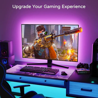 HAMLITE TV Backlight 55 inch, 11.5Ft Led Strip Lights USB Powered with Remote -Curve Design Sync on/Off with TV, Changing LED Background Bias Lighting for Living Room Decor, Gaming Decor